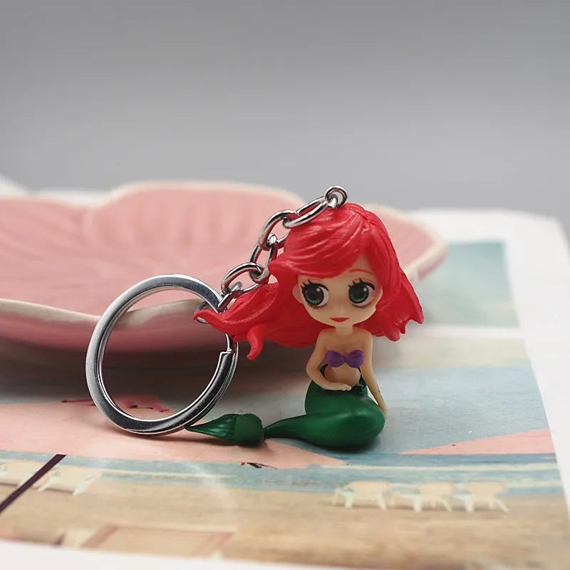 4pcs/lot Princesses Snow White Hua Mulan Mermaid Rapunzel PVC Keychain Figure Doll Figures Toys 5cm