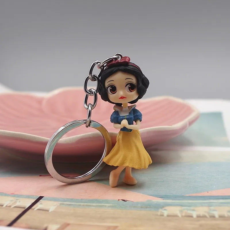 4pcs/lot Princesses Snow White Hua Mulan Mermaid Rapunzel PVC Keychain Figure Doll Figures Toys 5cm