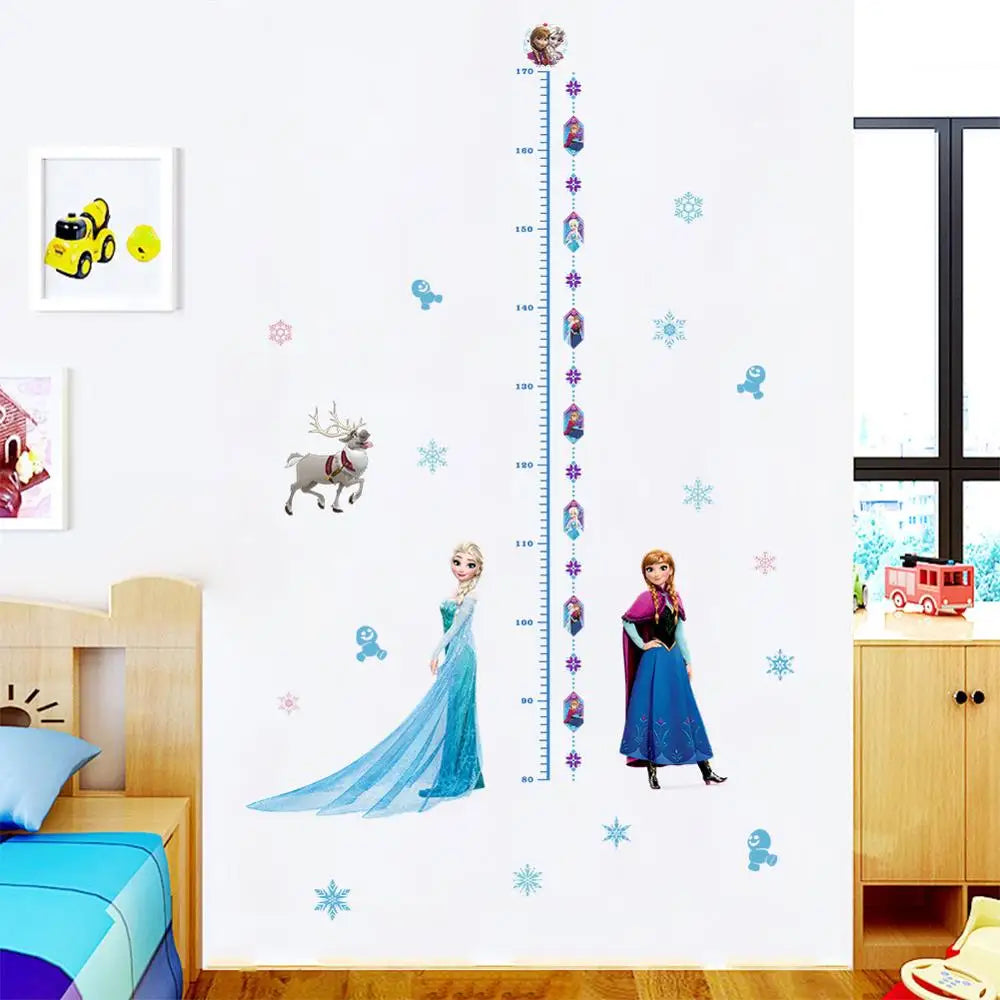 Cartoon Princess Elsa Wall Stickers for Kids Rooms Girls Bedroom Poster Vinyl DIY Mural Art Adesivo de parede Decal Baby Nursery
