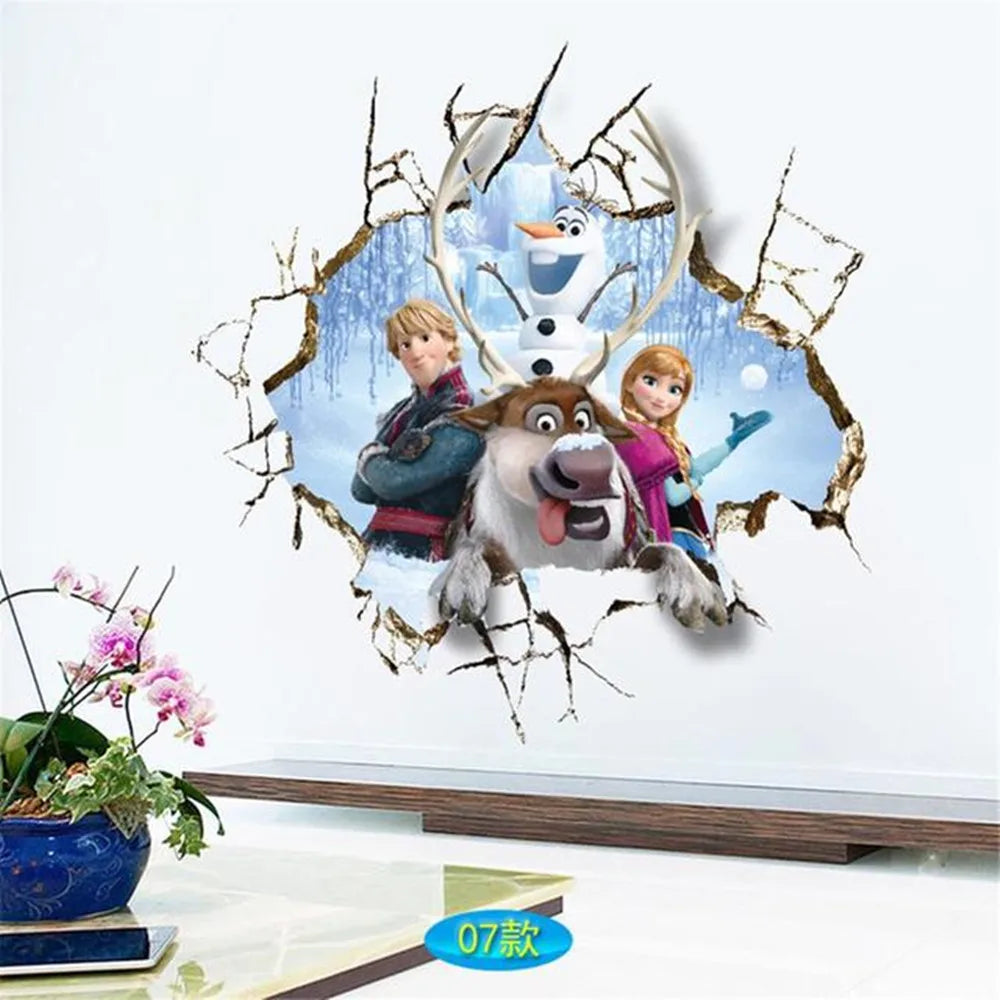 Cartoon Princess Elsa Wall Stickers for Kids Rooms Girls Bedroom Poster Vinyl DIY Mural Art Adesivo de parede Decal Baby Nursery