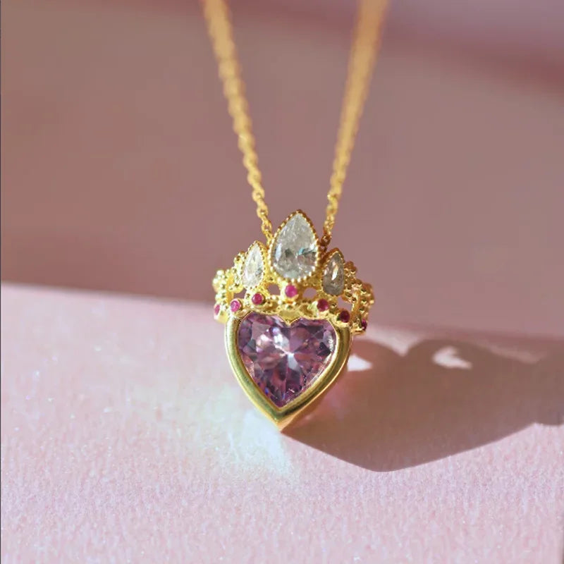 Rapunzel Crown Charm Necklace for Women Girls Gold Plated Princess Crown Necklace Wedding Geek Jewelry Rapunzel Accessories Gift