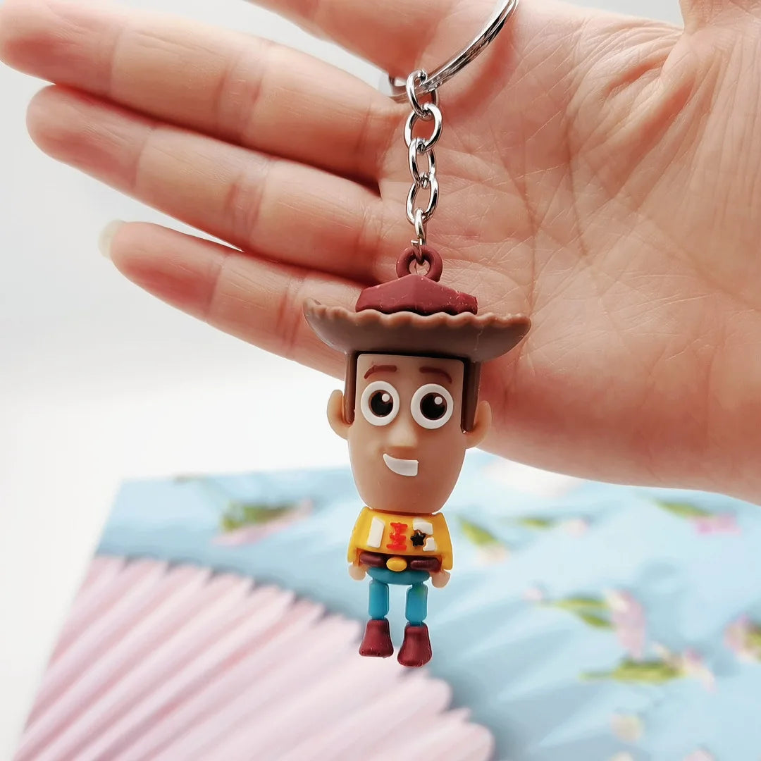 Disney Anime Toy Story Woody Buzz Fashion Toy Figures Keychain Cartoon Keyholder Birthday Unisex Gifts New