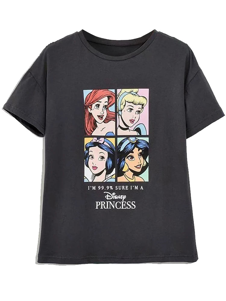 Disney Chic Cartoon Letter T-Shirt