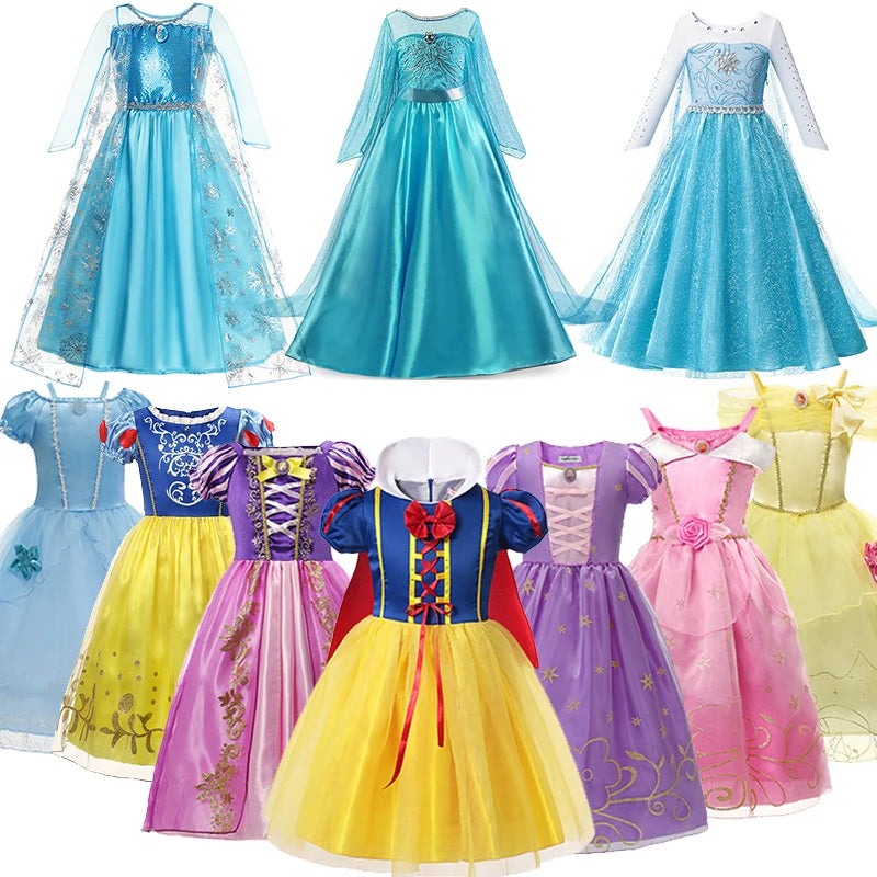 Disney Frozen Dress for Kids Girl Rapunzel Anna Elsa Costume Children Princess Dress for Girls Cosplay Carnival Party Dresses