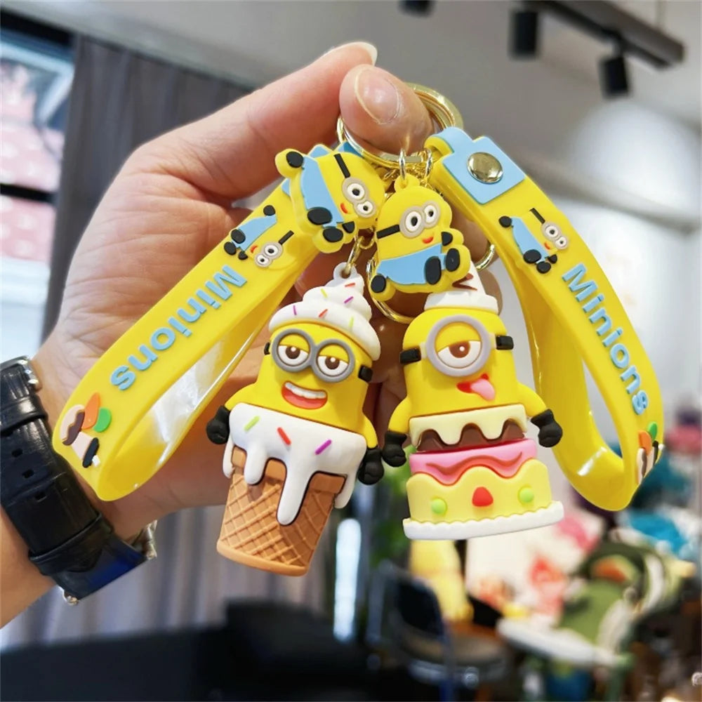Miniso Cute Despicable Me Series Cartoon Model Keychain Minions Eggs Creative And Exquisite Kawaii Bag Decoration Pendant Gift