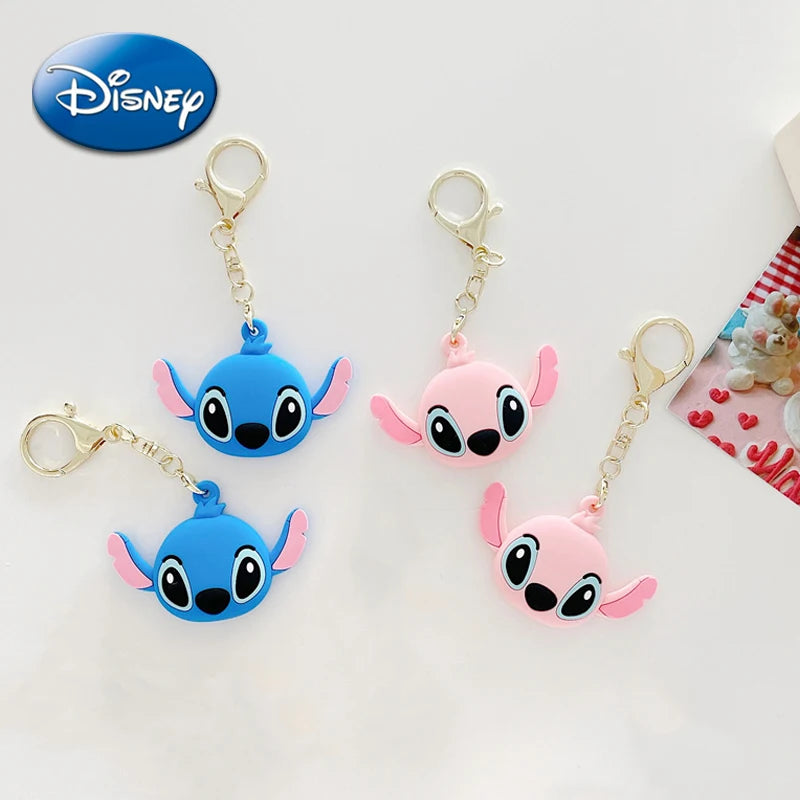 Disney AirTags Silicone Protective Case Cartoon Stitch Angel Keychain Apple Tracker Locator Protector Cover Anti-scratch Couple