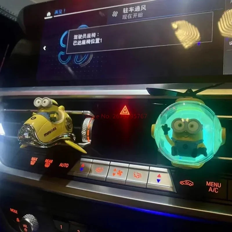 Minions New Cartoon Car Air Freshener Rotating Propeller Outlet Fragrance Magnetic Design Auto Accessories Interior Perfume Gifl