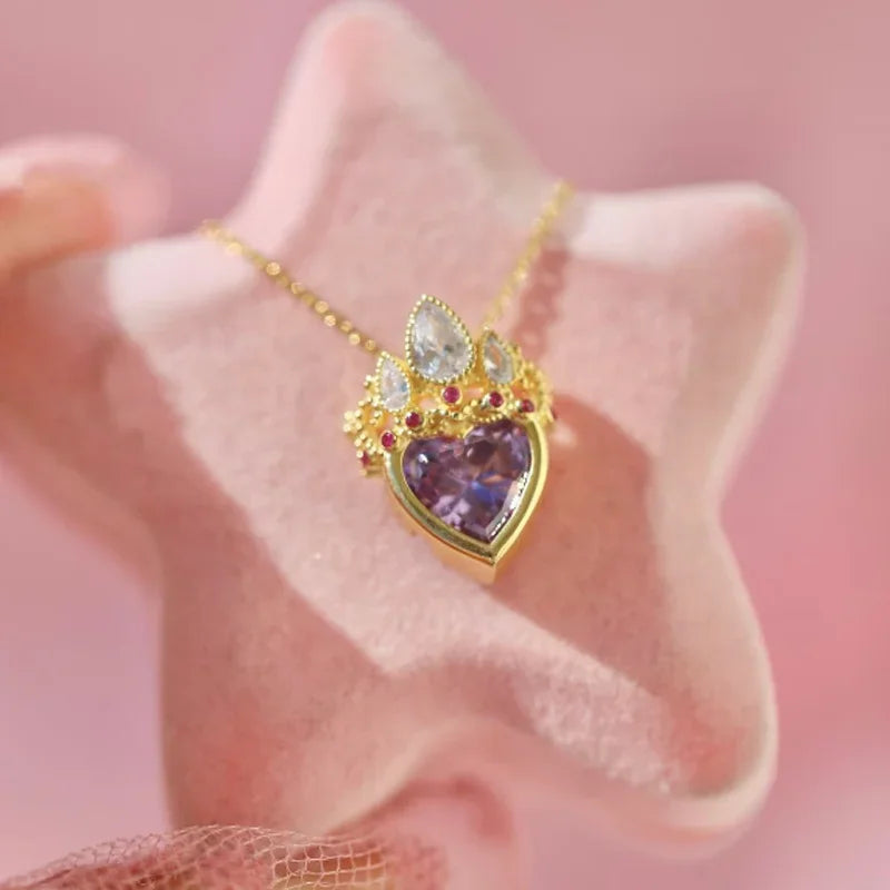 Rapunzel Crown Charm Necklace for Women Girls Gold Plated Princess Crown Necklace Wedding Geek Jewelry Rapunzel Accessories Gift