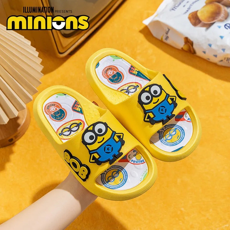 Anime Minions Children's Summer Open Toed Slippers Kawaii Comfortable Soft Bottom Non Slip Slippers Cute Beach Sandals Kids Gift