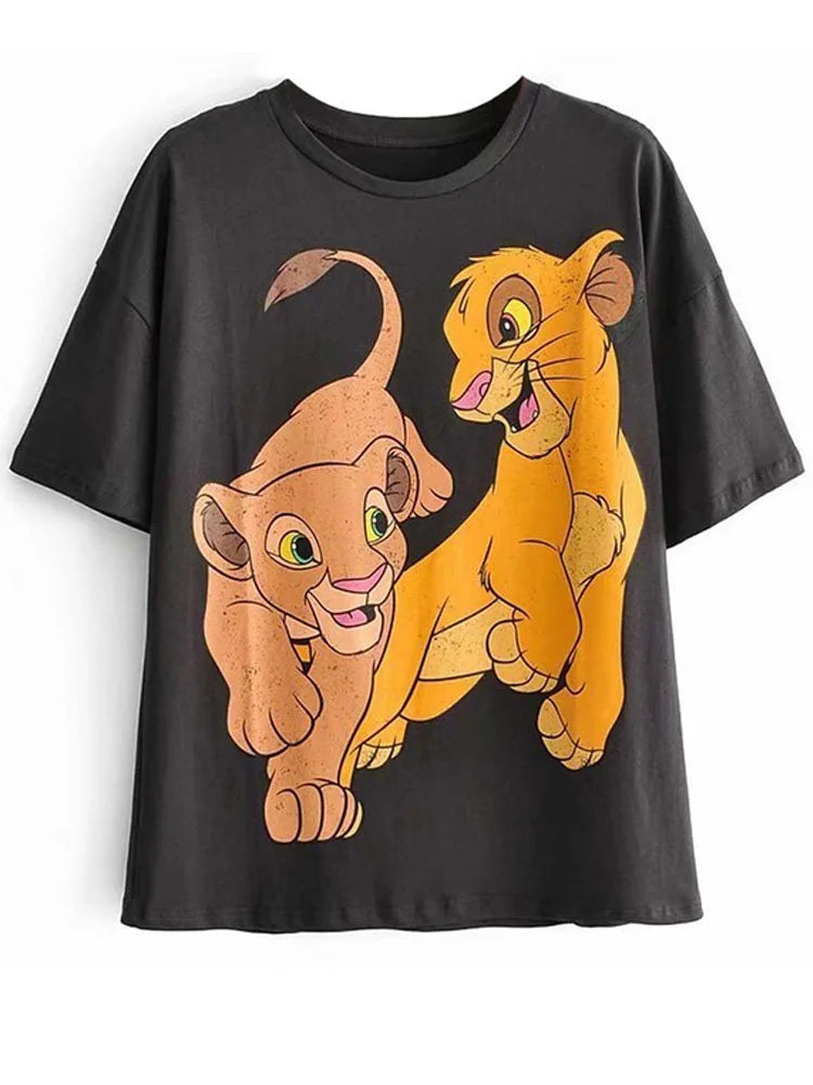 Disney Chic Cartoon Letter T-Shirt