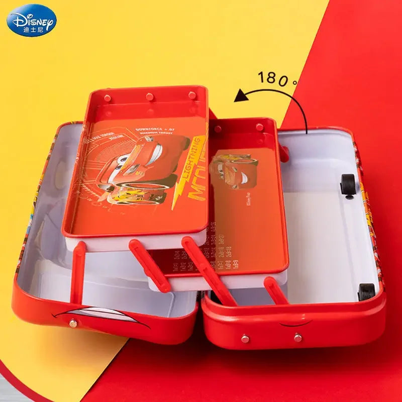 Disney Lightning McQueen Stitch Mickey creative three-dimensional cartoon pencil case three-layer folding car shape can be slid