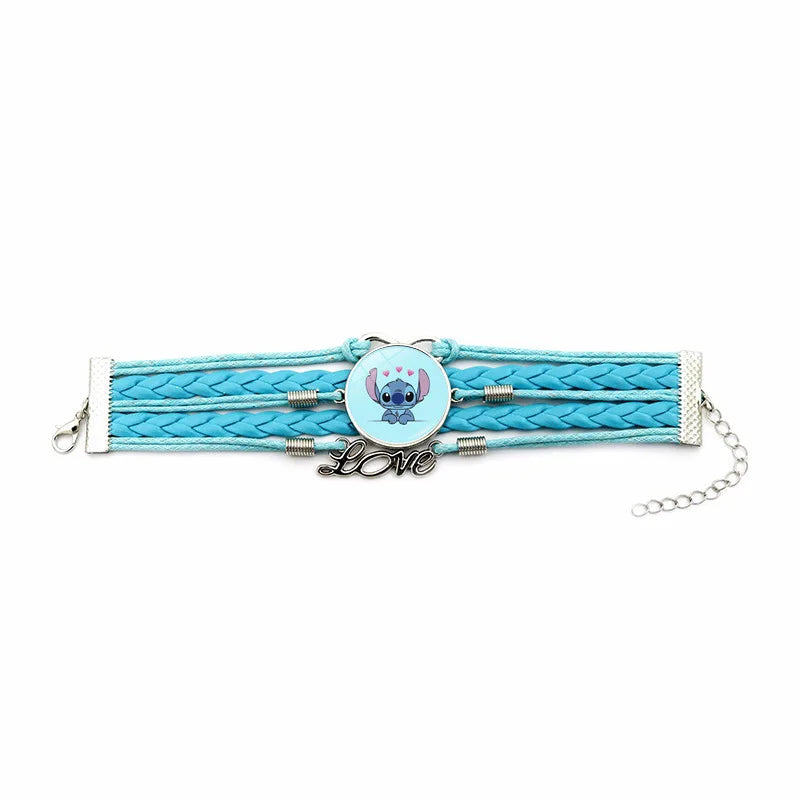Disney Cartoon Lilo & Stitch Knitted Bracelet Blue Time Gems Multilayer Bracelet Accessories Toy for Friends Birthday Gift