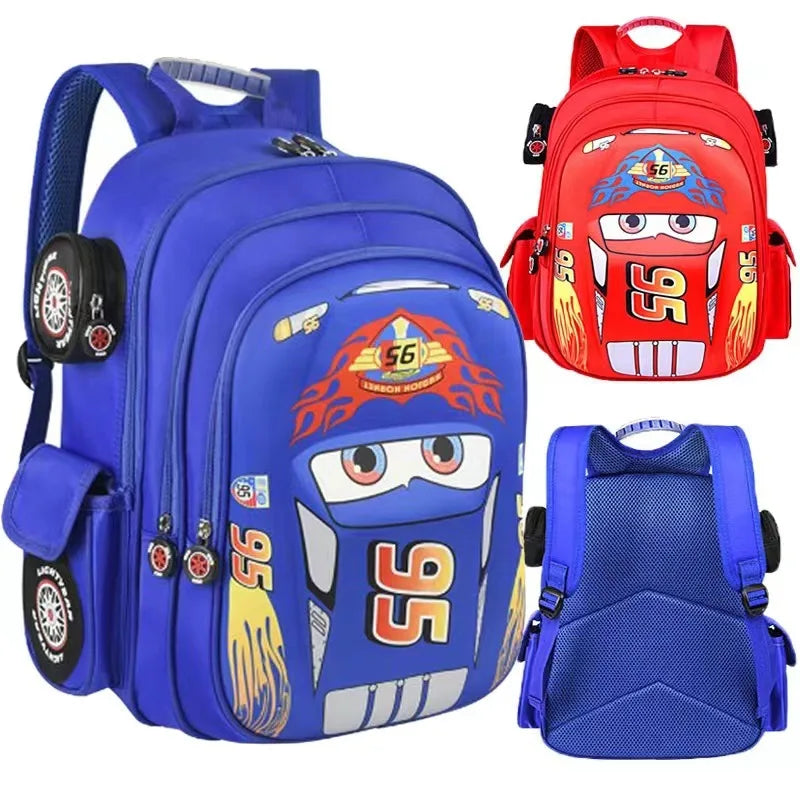 Disney Lightning McQueen Cars Cartoon Animation Children's Schoolbag Elementary School Large Capacity Wear-Resistant Backpack
