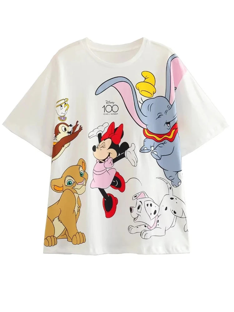 Disney Chic Cartoon Letter T-Shirt