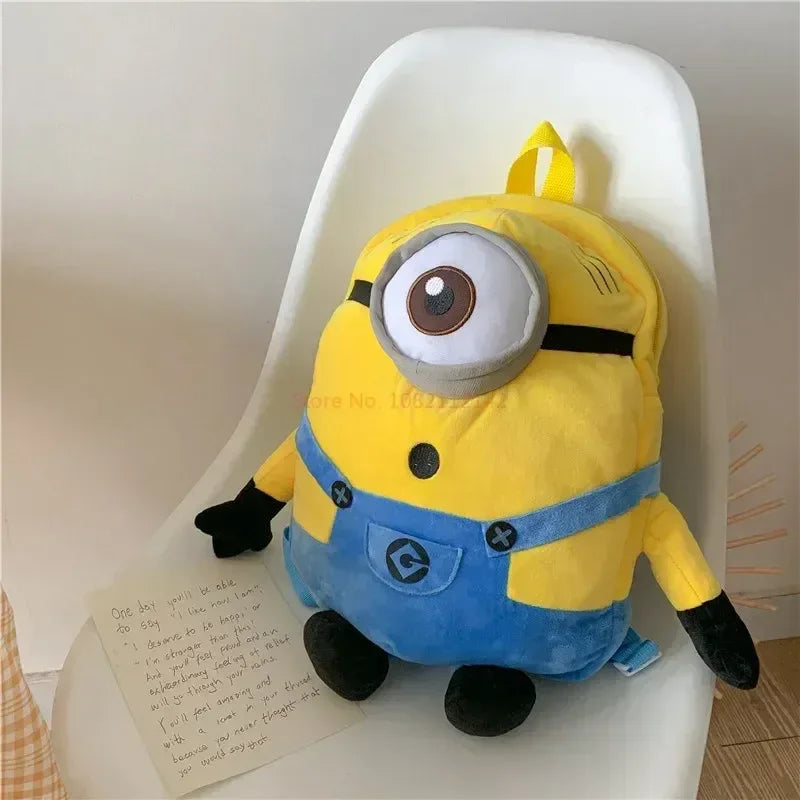 Hot Minions Movie Figures Cute Cartoon Plush Backpack Hipcool Fallow Anime Big Eyes Bag Large-Capacity Schoolbag Toys Women Gift