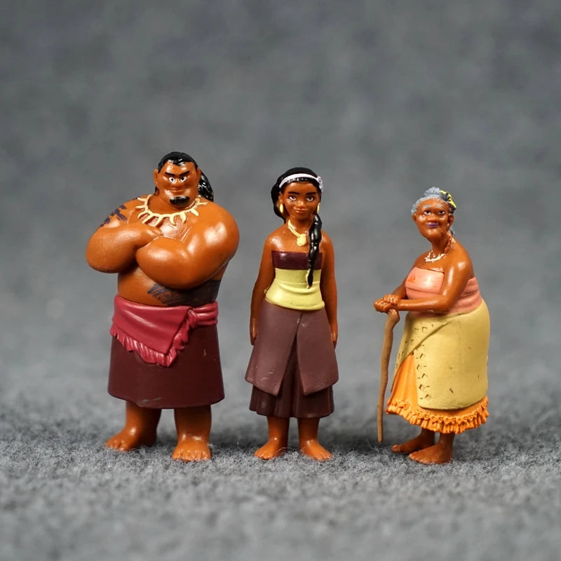 Disney Cartoon Moana Ocean Adventure Anime Film Characters Action Figure Princess Moana Doll Table Ornaments Kids Toy 10PCS