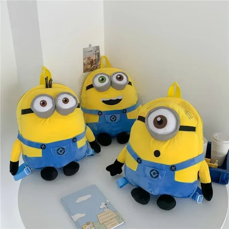 Hot Minions Movie Figures Cute Cartoon Plush Backpack Hipcool Fallow Anime Big Eyes Bag Large-Capacity Schoolbag Toys Women Gift