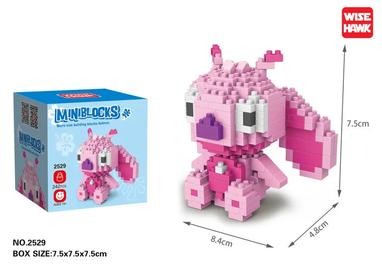 WiseHawk Mirco Building Blocks Stitch Angle Kawaii Cartoon Lilo and Stitch Mini Bricks DIY Model Kit Educational Toys For Kids