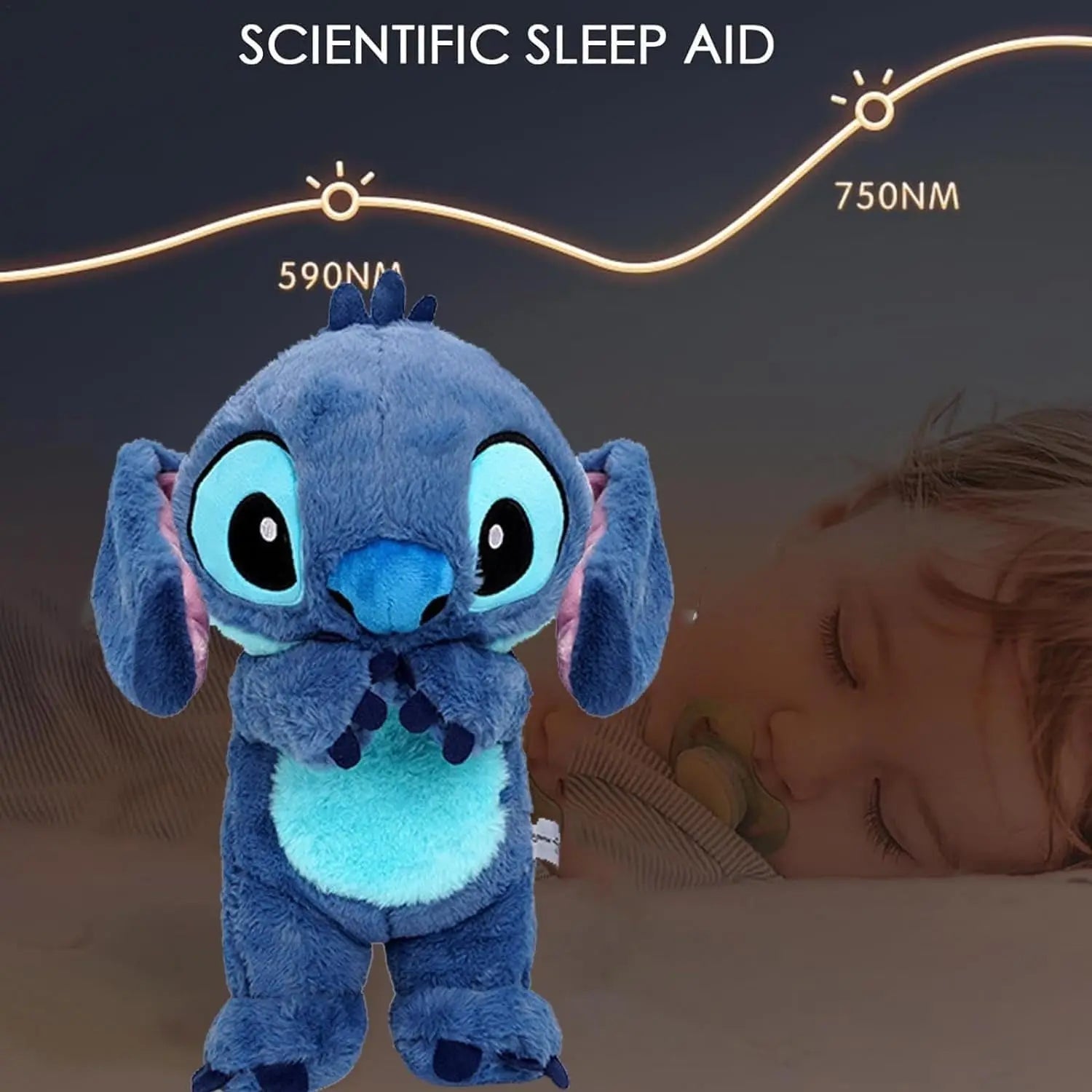 New 30cm Breathing Stitch Plush Doll Soothing Peluche Lilo&Stitch Kawaii Toy Anime Baby Music Light Child Sleep Model Kid Gift