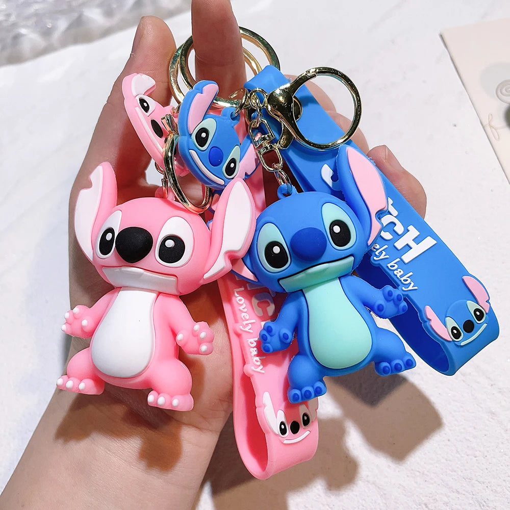 Cartoon Lilo & Stitch Keychain Kawaii Stitch Epoxy Doll Keyring Fashion Bag Cute Ornament Girl Gift Key Chain