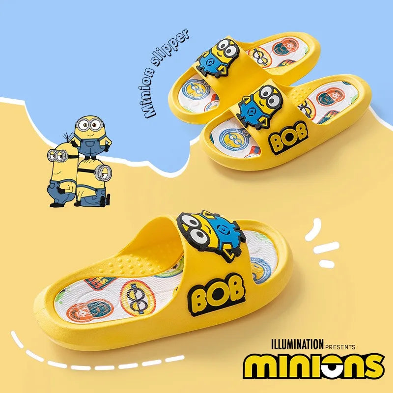 Anime Minions Children's Summer Open Toed Slippers Kawaii Comfortable Soft Bottom Non Slip Slippers Cute Beach Sandals Kids Gift