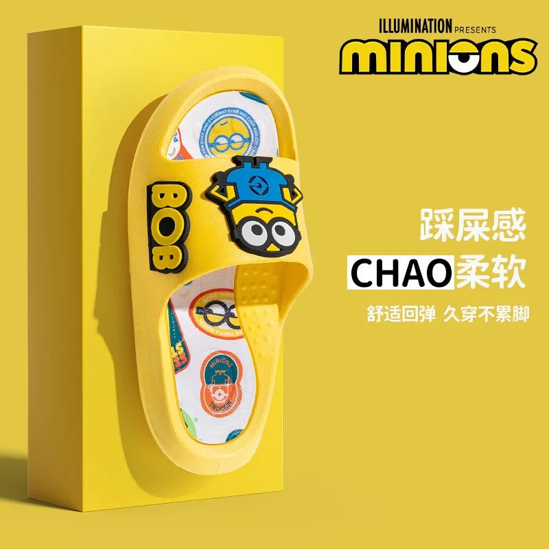 Anime Minions Children's Summer Open Toed Slippers Kawaii Comfortable Soft Bottom Non Slip Slippers Cute Beach Sandals Kids Gift