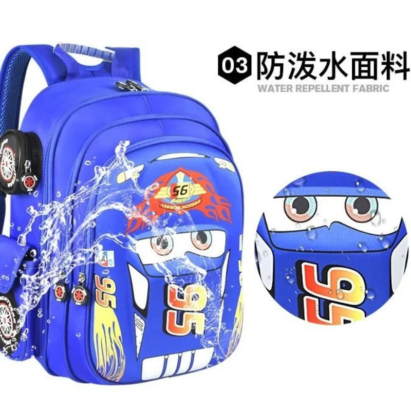Disney Lightning McQueen Cars Cartoon Animation Children's Schoolbag Elementary School Large Capacity Wear-Resistant Backpack