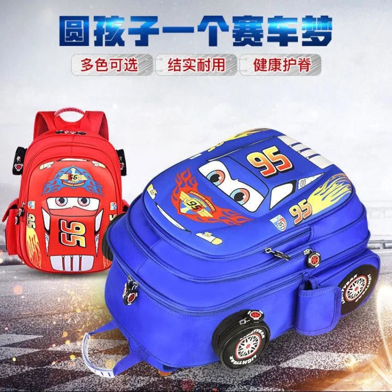 Disney Lightning McQueen Cars Cartoon Animation Children's Schoolbag Elementary School Large Capacity Wear-Resistant Backpack