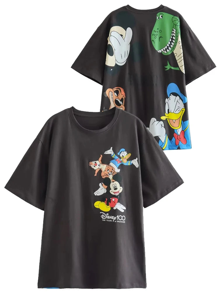 Disney Chic Cartoon Letter T-Shirt