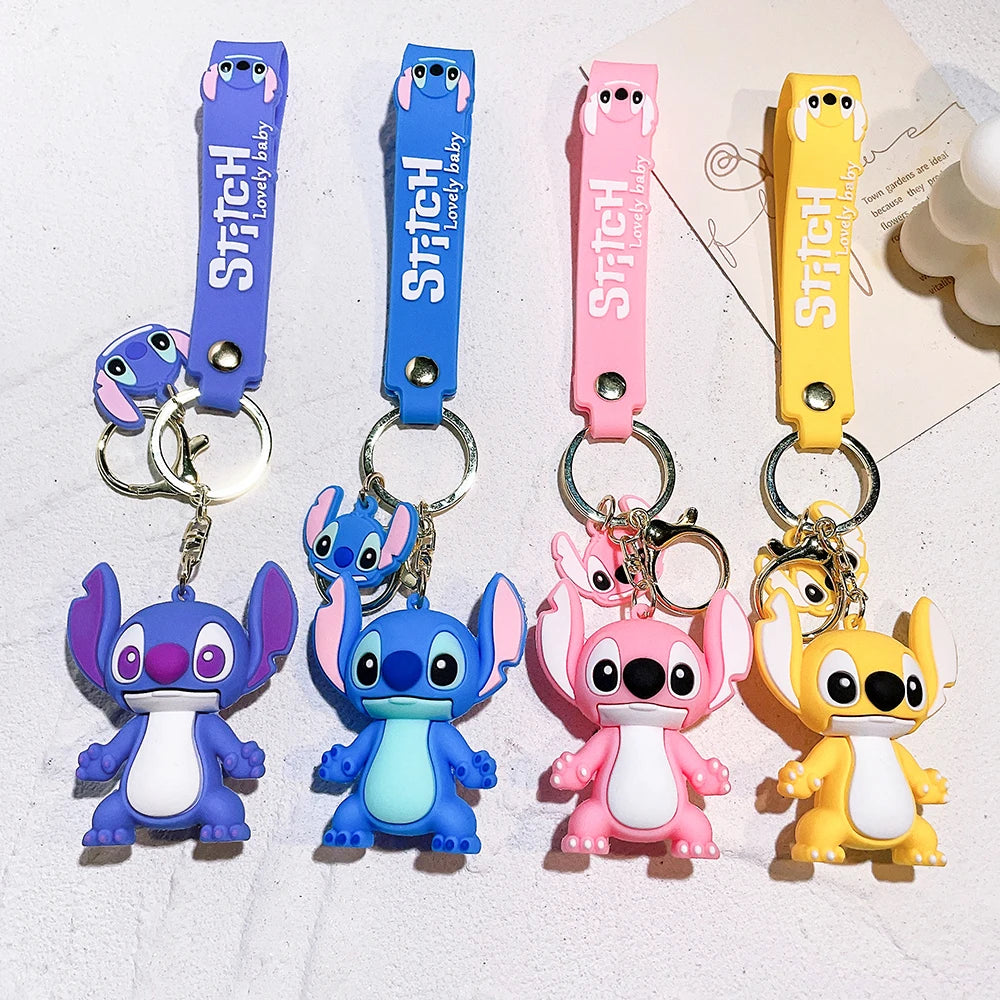 Cartoon Lilo & Stitch Keychain Kawaii Stitch Epoxy Doll Keyring Fashion Bag Cute Ornament Girl Gift Key Chain