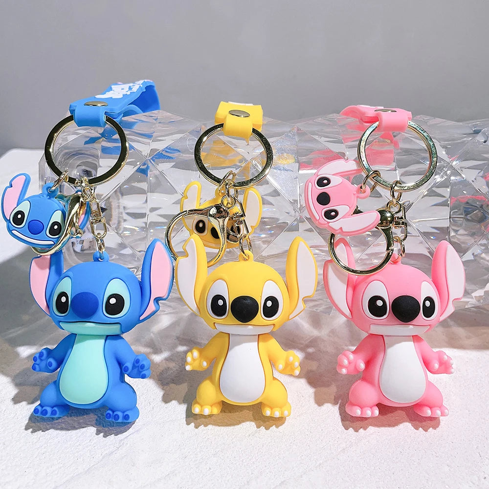 Cartoon Lilo & Stitch Keychain Kawaii Stitch Epoxy Doll Keyring Fashion Bag Cute Ornament Girl Gift Key Chain