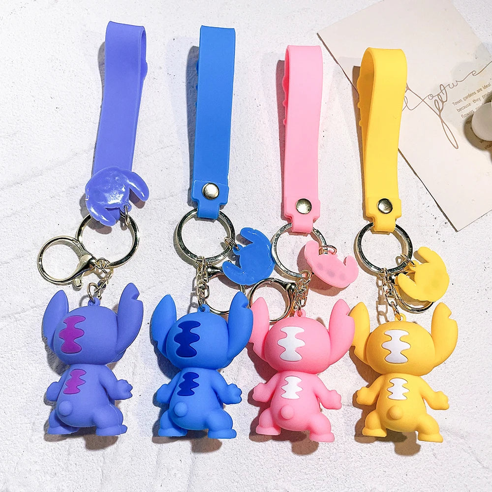 Cartoon Lilo & Stitch Keychain Kawaii Stitch Epoxy Doll Keyring Fashion Bag Cute Ornament Girl Gift Key Chain