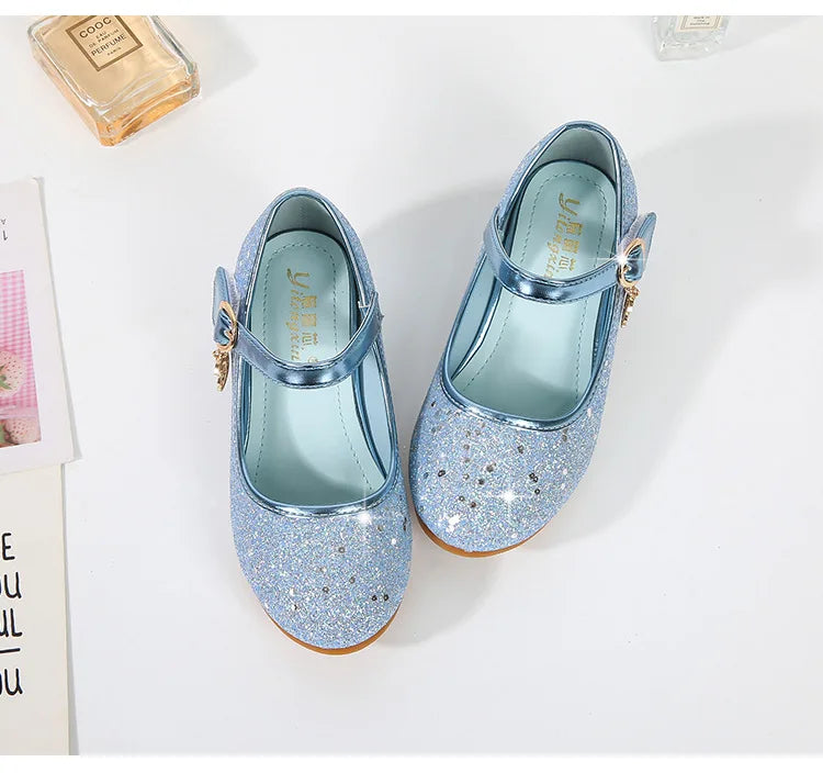 Fairy Girl High Heels Princess Shoes Halloween Cosplay Kids Shiny Sofia Cinderella Aurora Rapunzel Party Dress Up Leather Shoe
