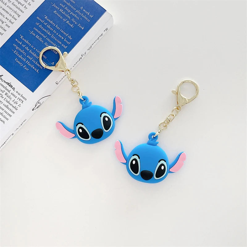 Disney AirTags Silicone Protective Case Cartoon Stitch Angel Keychain Apple Tracker Locator Protector Cover Anti-scratch Couple