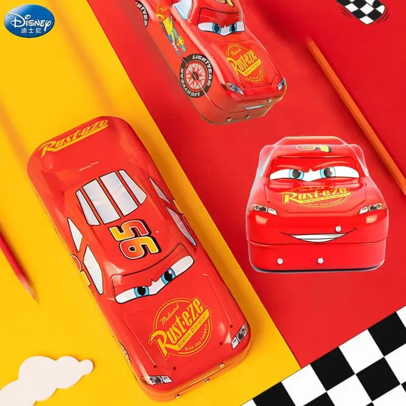 Disney Lightning McQueen Stitch Mickey creative three-dimensional cartoon pencil case three-layer folding car shape can be slid