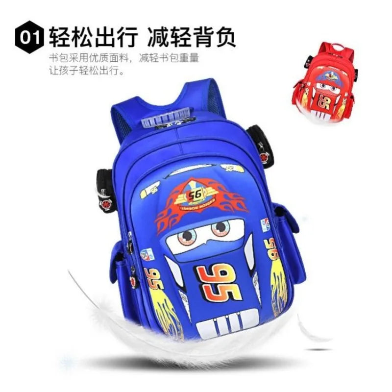 Disney Lightning McQueen Cars Cartoon Animation Children's Schoolbag Elementary School Large Capacity Wear-Resistant Backpack
