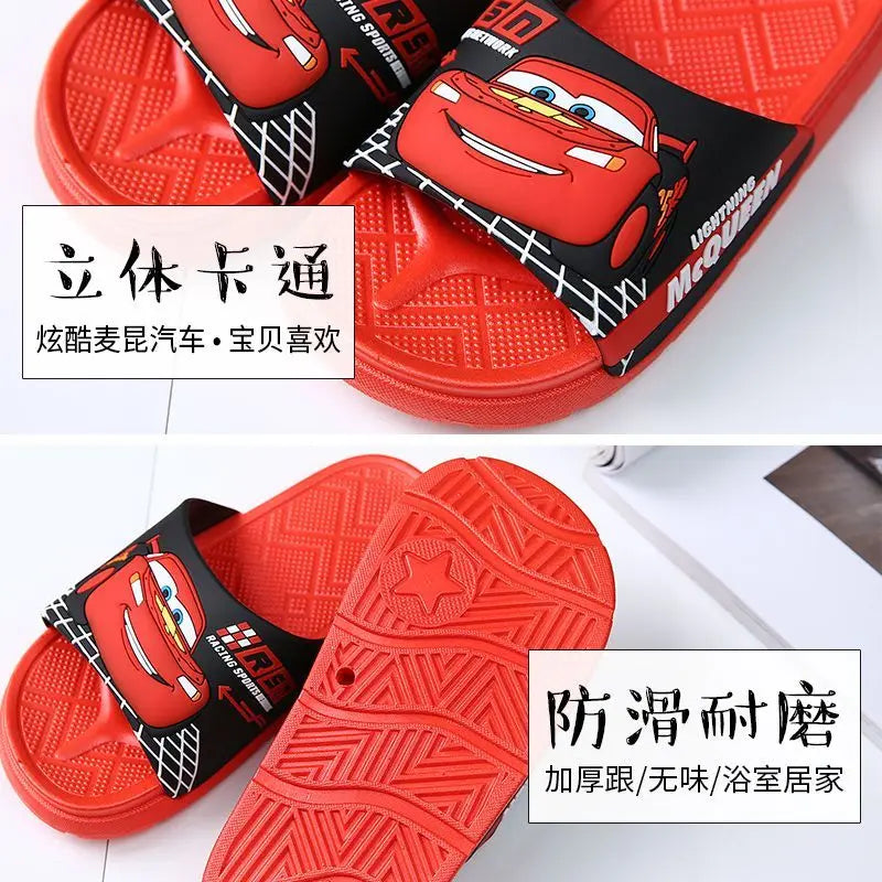 Disney Lightning McQueen animation peripheral cartoon children's slippers creative Kawaii bathroom non-slip soft bottom slippers