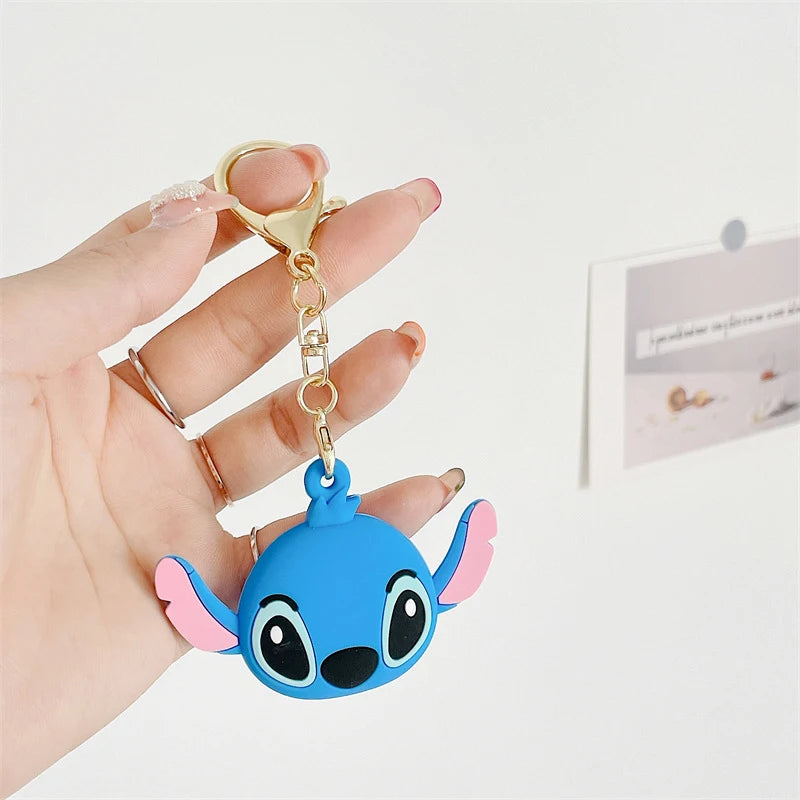 Disney AirTags Silicone Protective Case Cartoon Stitch Angel Keychain Apple Tracker Locator Protector Cover Anti-scratch Couple