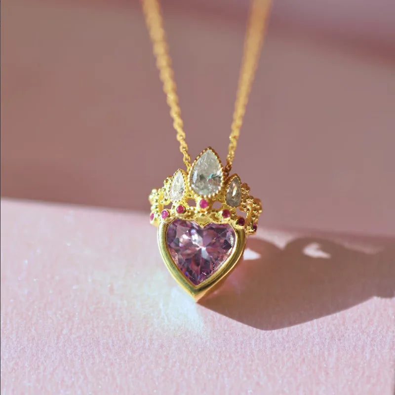 Rapunzel Crown Charm Necklace for Women Girls Gold Plated Princess Crown Necklace Wedding Geek Jewelry Rapunzel Accessories Gift