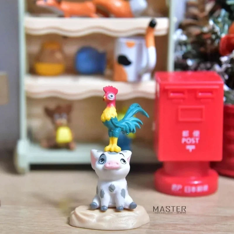 Genuine Moana Figure Cock Piglet Cartoon Doll Ornaments Accessories Children Collection Present