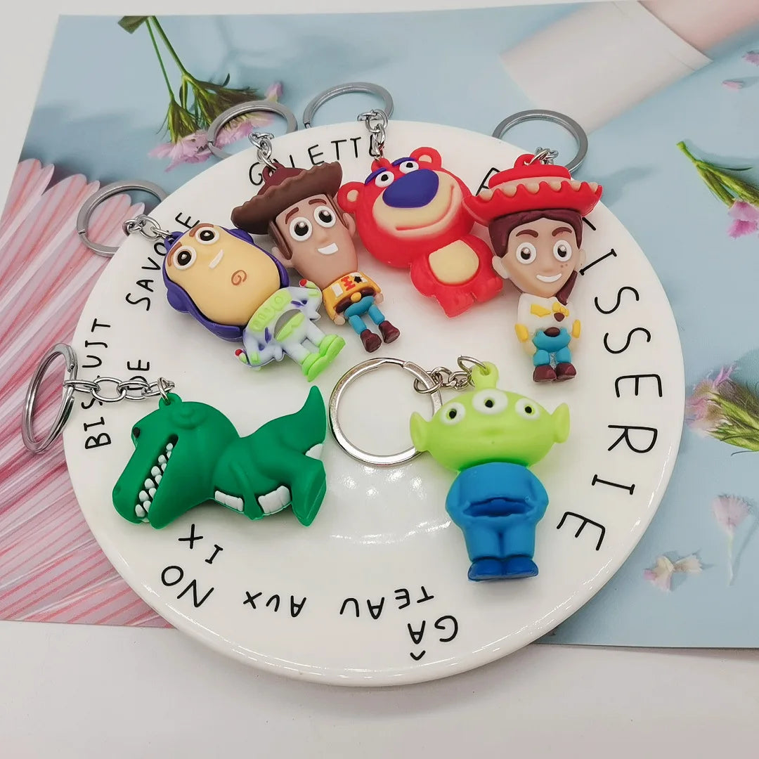 Disney Anime Toy Story Woody Buzz Fashion Toy Figures Keychain Cartoon Keyholder Birthday Unisex Gifts New