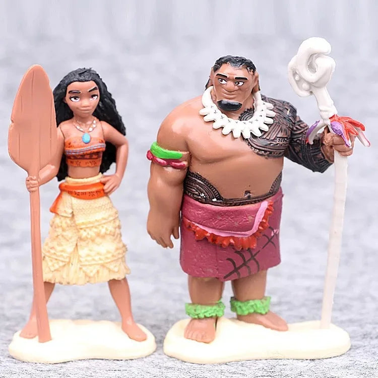 6pcs/Set 6-12cm Princess Moana Maui Chief Tui Tala Heihei Pua Action Figure Cartoon Animals Mini Model Toys Kids Gift Brinquedos