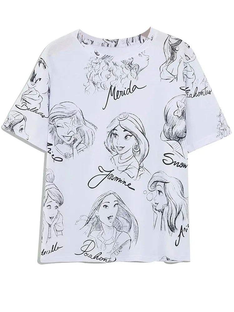 Disney Chic Cartoon Letter T-Shirt