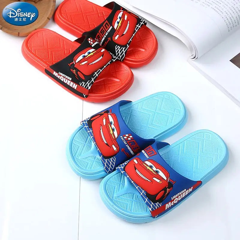 Disney Lightning McQueen animation peripheral cartoon children's slippers creative Kawaii bathroom non-slip soft bottom slippers