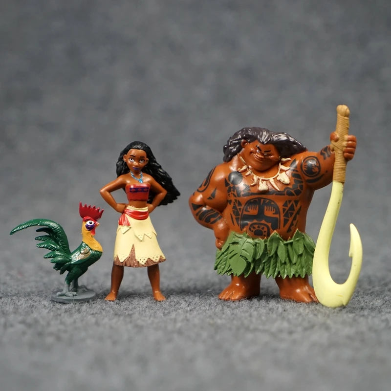 Disney Cartoon Moana Ocean Adventure Anime Film Characters Action Figure Princess Moana Doll Table Ornaments Kids Toy 10PCS