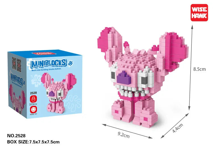 WiseHawk Mirco Building Blocks Stitch Angle Kawaii Cartoon Lilo and Stitch Mini Bricks DIY Model Kit Educational Toys For Kids